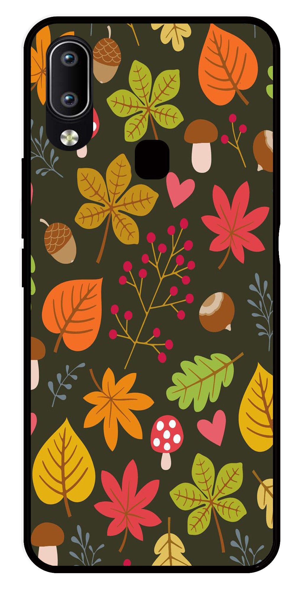 Leaves Design Metal Mobile Case for Vivo Y95 (Design No -51)