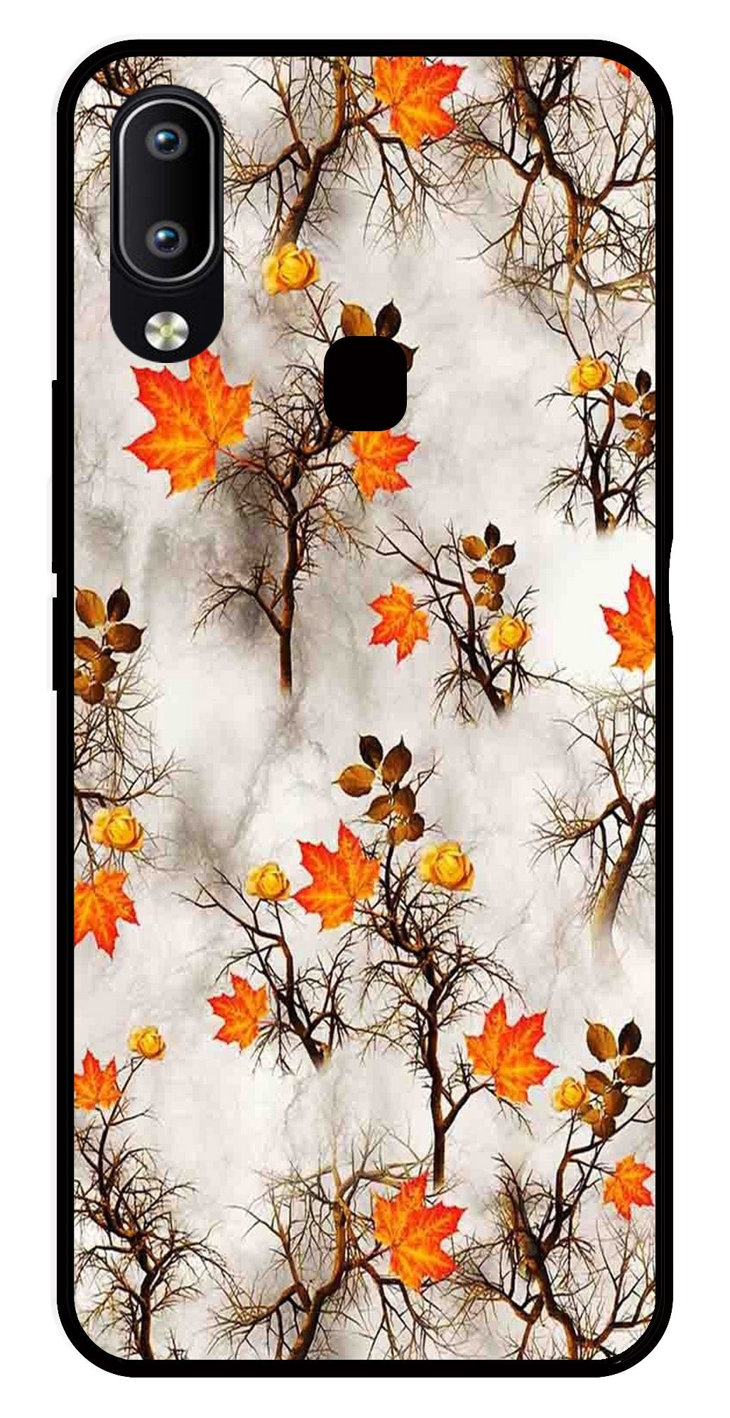 Autumn leaves Metal Mobile Case for Vivo Y91 (Design No -55)