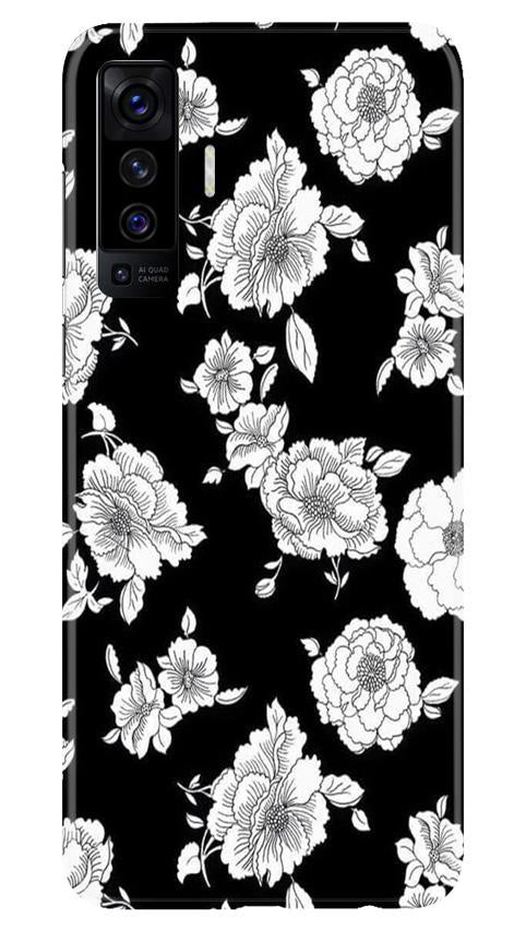 White flowers Black Background Mobile Back Case for Vivo X50 (Design - 9) White flowers Black Background Case for Vivo X50
