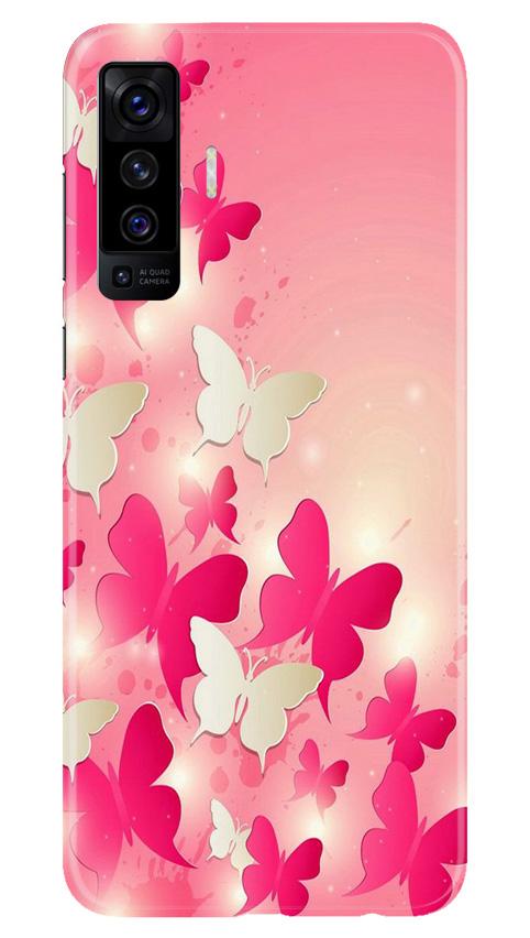 White Pick Butterflies Mobile Back Case for Vivo X50 (Design - 28) White Pick Butterflies Case for Vivo X50