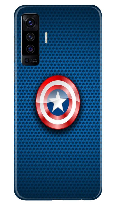 Captain America Shield Mobile Back Case for Vivo X50 (Design - 253) Captain America Shield Case for Vivo X50 (Design No. 253)