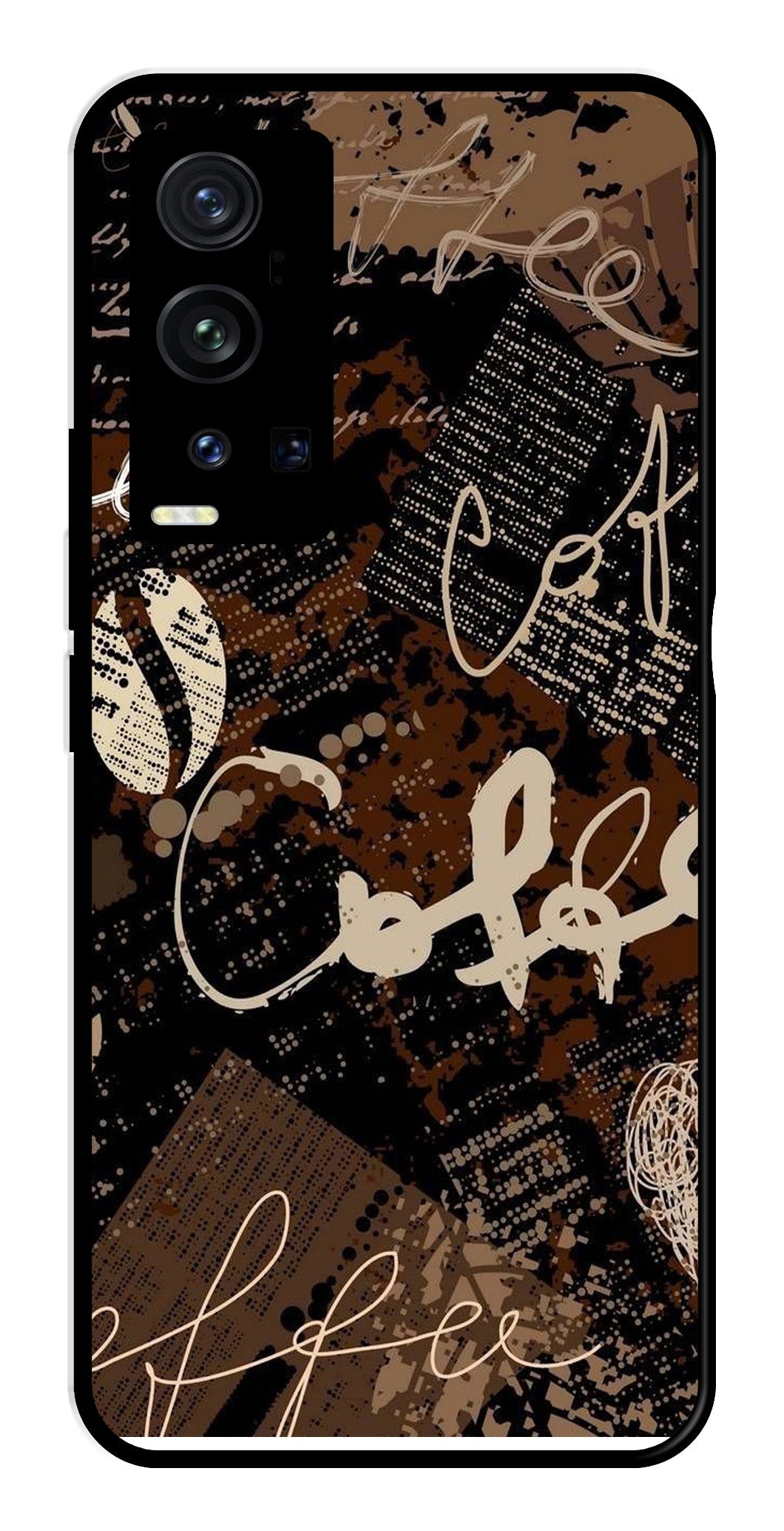 Coffee Pattern Metal Mobile Case for Vivo X60 Pro Plus Coffee Pattern Metal Mobile Case for Vivo X60 Pro Plus (Design No -37)