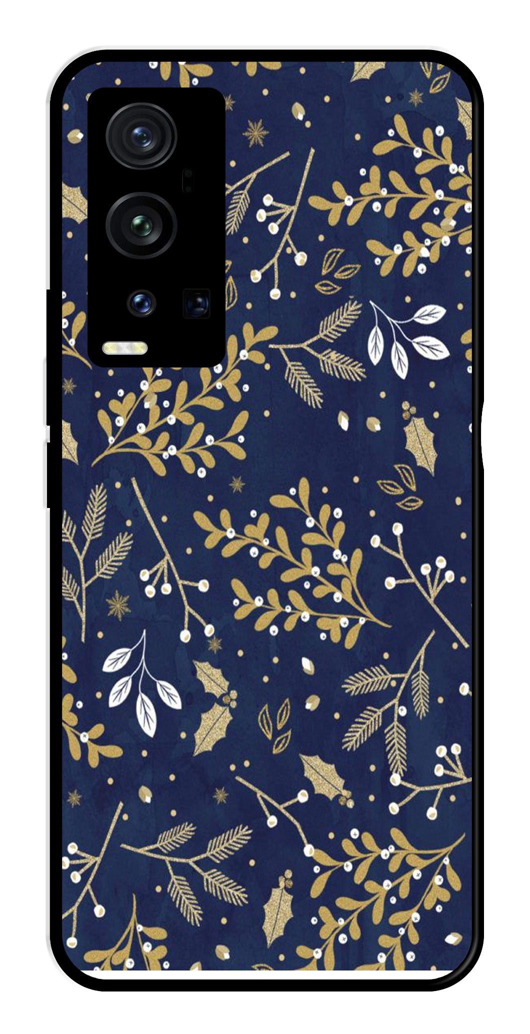 Floral Pattern Metal Mobile Case for Vivo X60 Pro Plus Floral Pattern Metal Mobile Case for Vivo X60 Pro Plus (Design No -52)