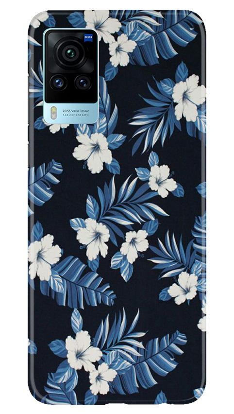 White flowers Blue Background2 Mobile Back Case for Vivo X60 Pro (Design - 15) White flowers Blue Background2 Case for Vivo X60 Pro