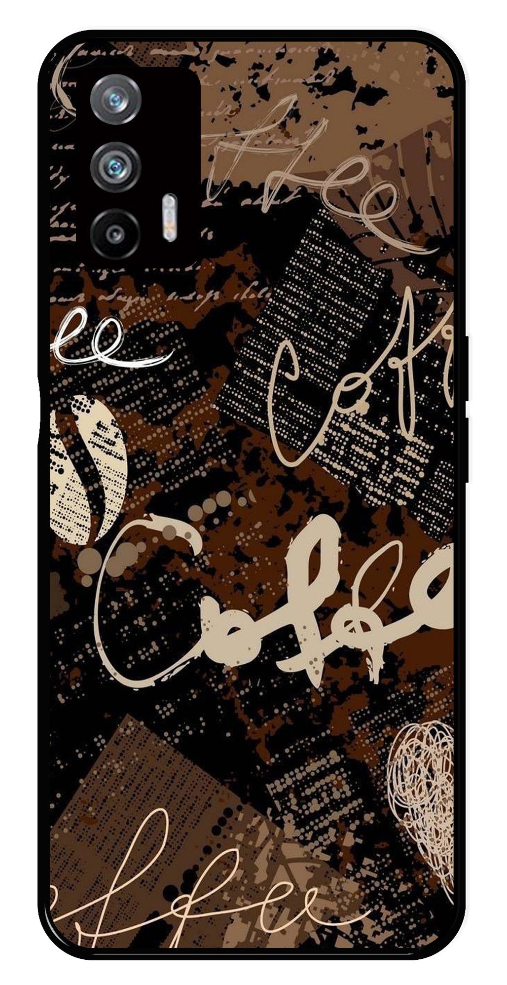 Coffee Pattern Metal Mobile Case for Realme X7 Max 5G Coffee Pattern Metal Mobile Case for Realme X7 Max 5G (Design No -37)