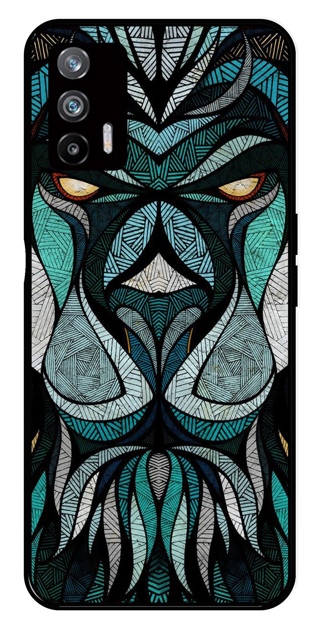 Lion Pattern Metal Mobile Case for Realme X7 Max 5G Lion Pattern Metal Mobile Case for Realme X7 Max 5G (Design No -40)