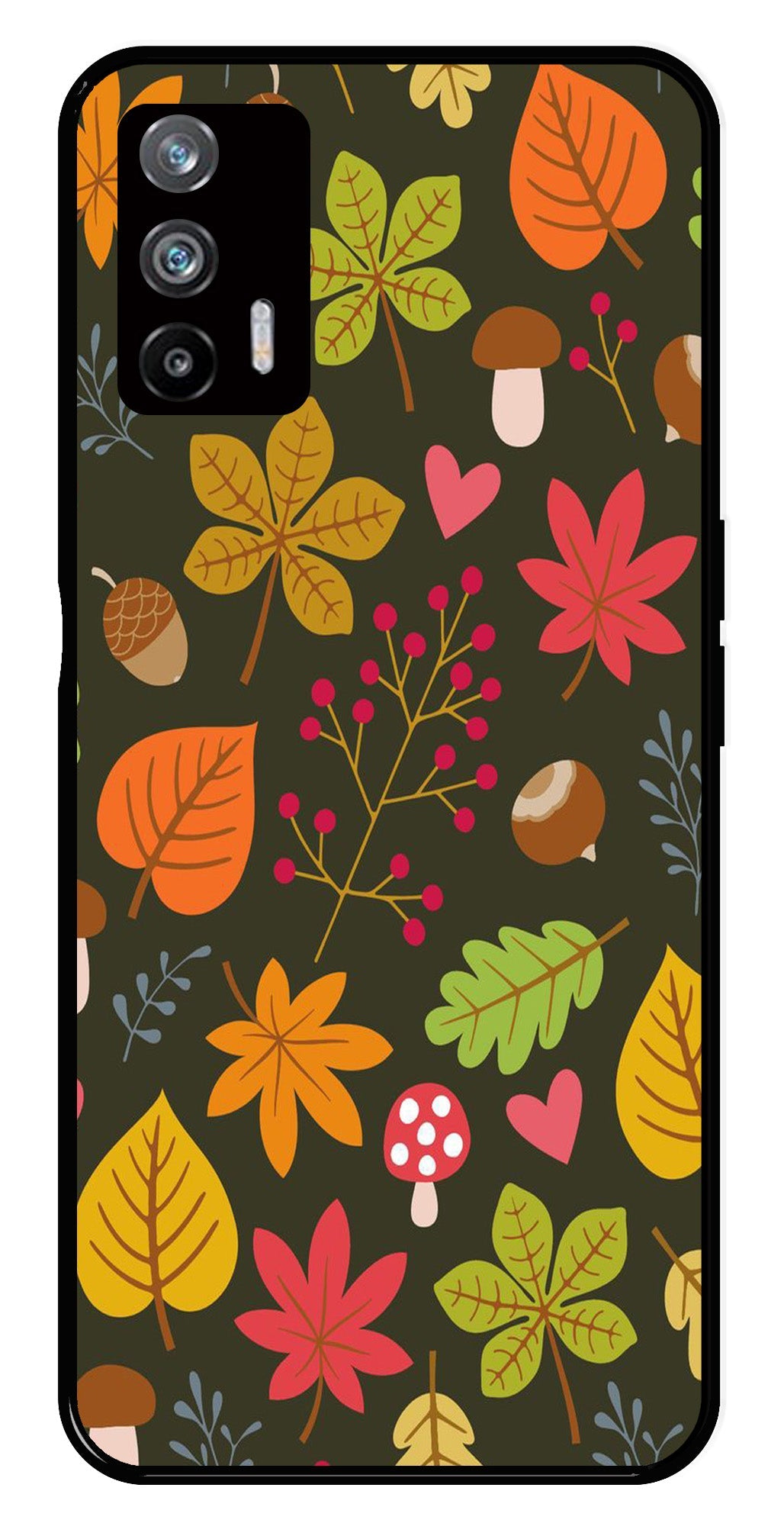 Leaves Design Metal Mobile Case for Realme X7 Max 5G (Design No -51)