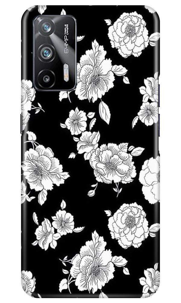 White flowers Black Background Mobile Back Case for Realme X7 Max 5G (Design - 9) White flowers Black Background Case for Realme X7 Max 5G