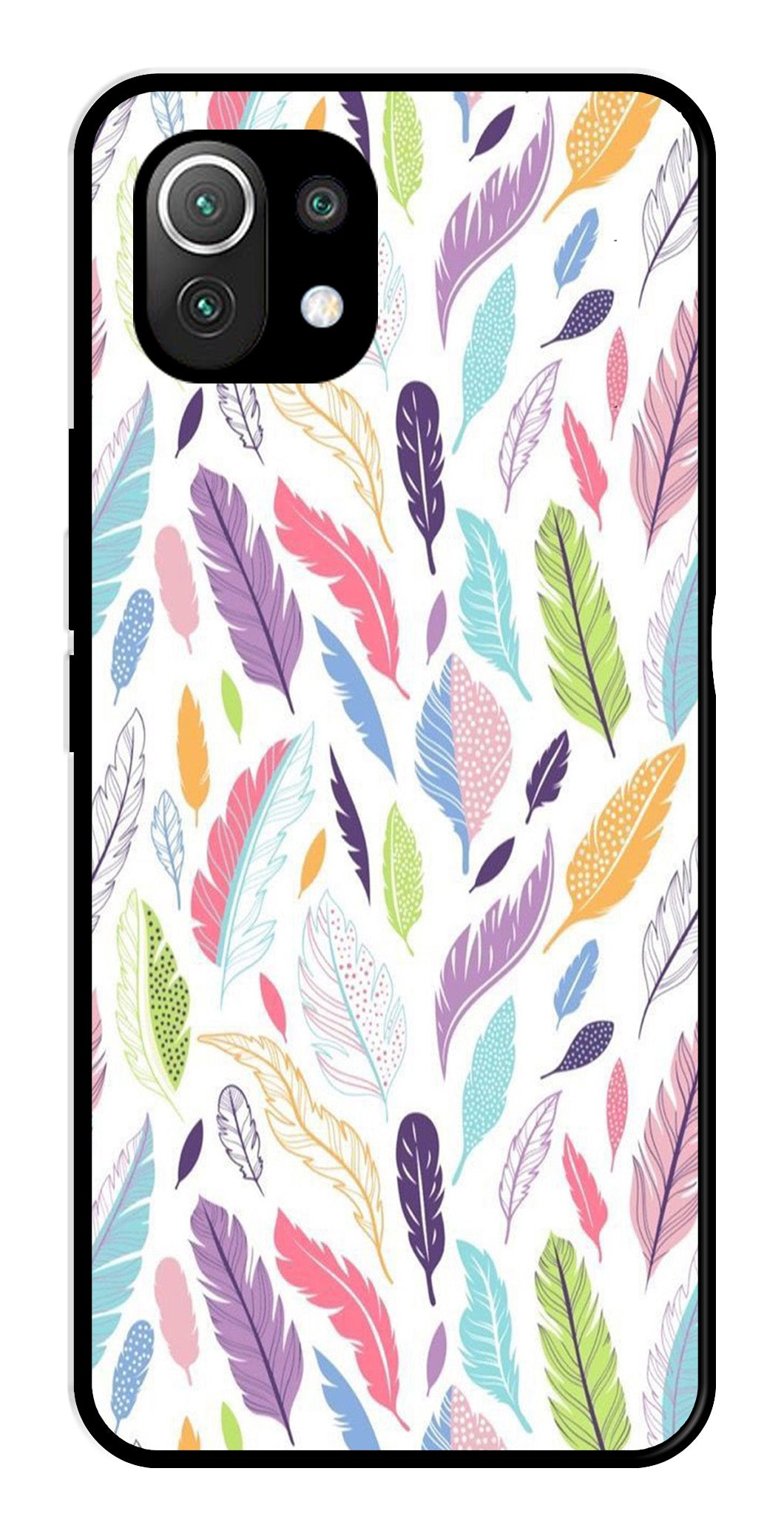 Colorful Feathers Metal Mobile Case for Xiaomi 11 Lite 5G Colorful Feathers Metal Mobile Case for Xiaomi 11 Lite 5G (Design No -06)