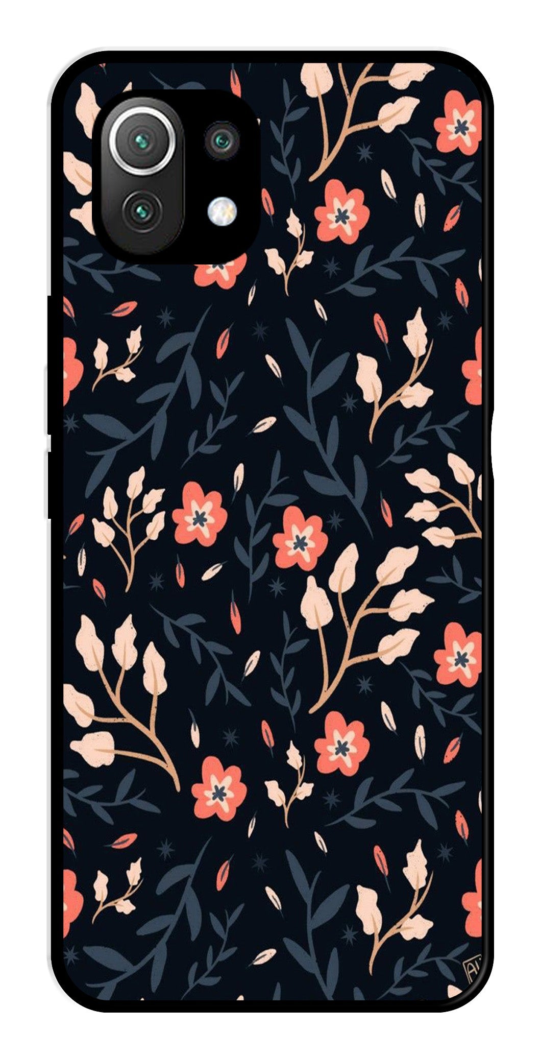 Floral Pattern Metal Mobile Case for Xiaomi 11 Lite 5G Floral Pattern Metal Mobile Case for Xiaomi 11 Lite 5G (Design No -10)