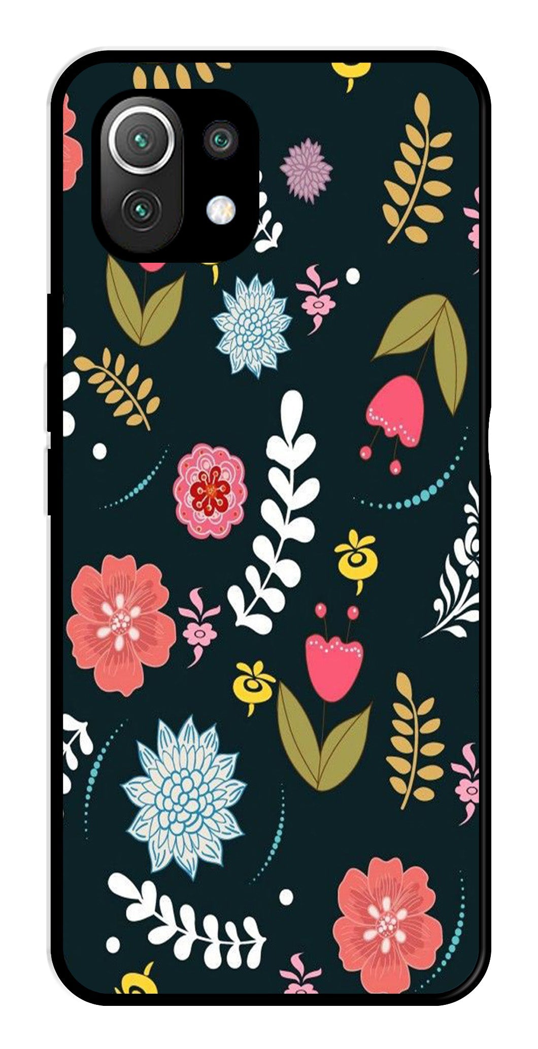 Floral Pattern2 Metal Mobile Case for Xiaomi 11 Lite 5G Floral Pattern2 Metal Mobile Case for Xiaomi 11 Lite 5G (Design No -12)