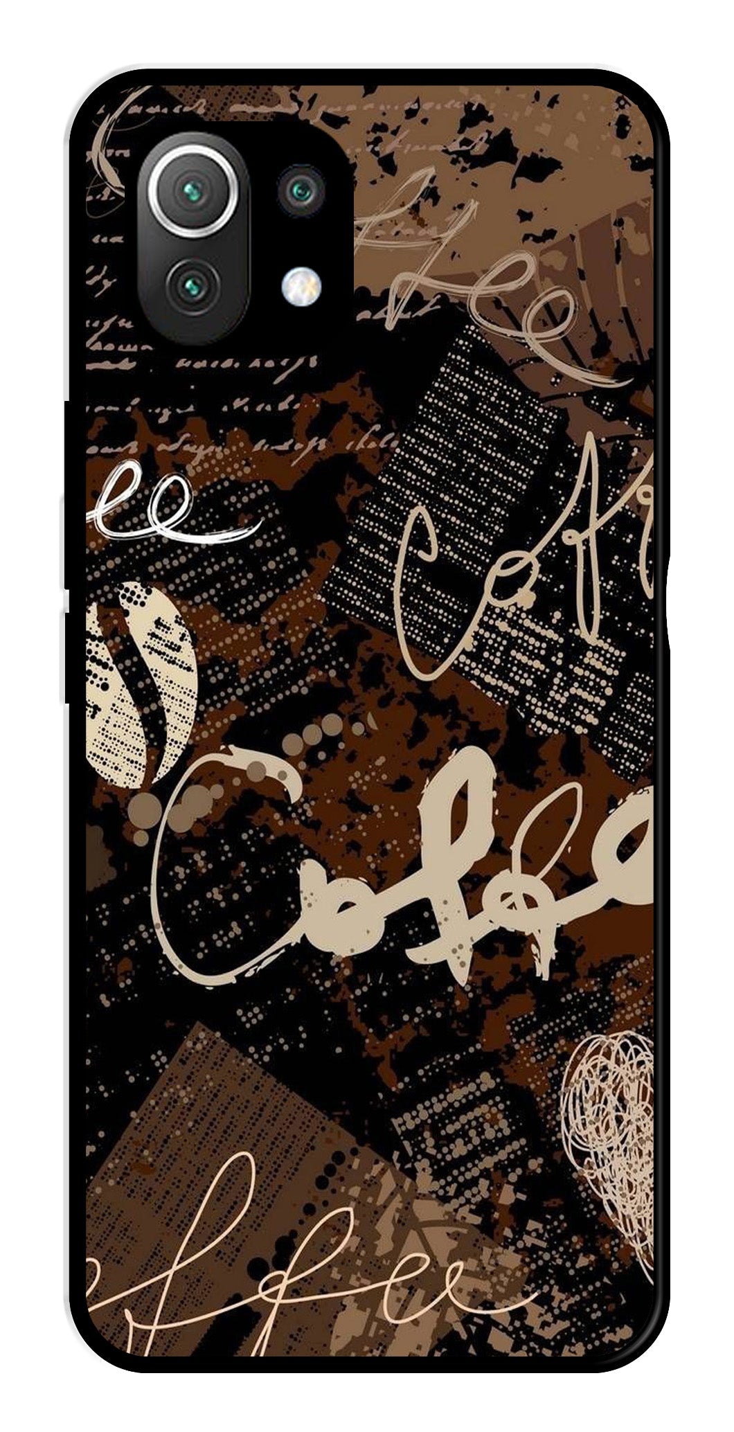 Coffee Pattern Metal Mobile Case for Xiaomi 11 Lite 5G Coffee Pattern Metal Mobile Case for Xiaomi 11 Lite 5G (Design No -37)
