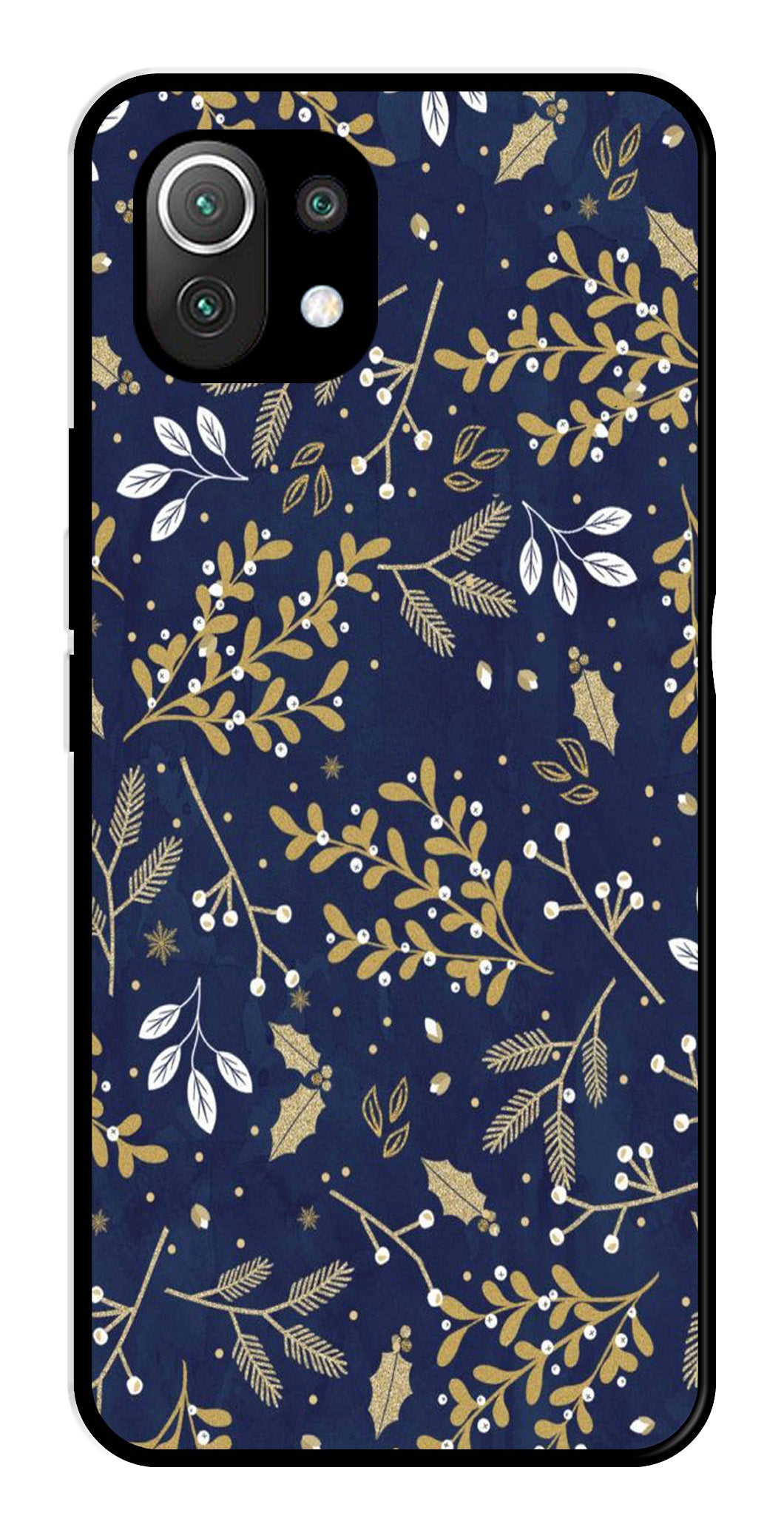 Floral Pattern Metal Mobile Case for Xiaomi 11 Lite 5G (Design No -52)