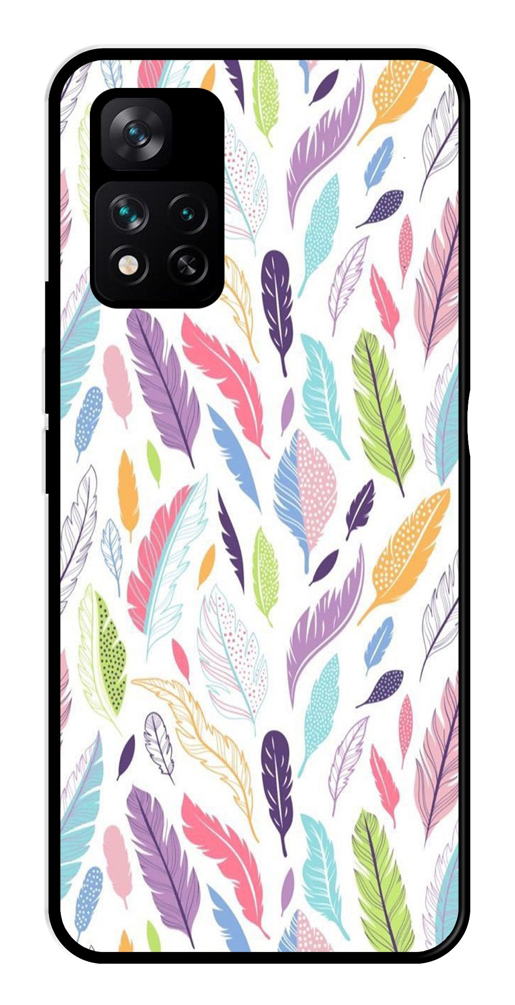 Colorful Feathers Metal Mobile Case for Xiaomi 11i 5G Colorful Feathers Metal Mobile Case for Xiaomi 11i 5G (Design No -06)