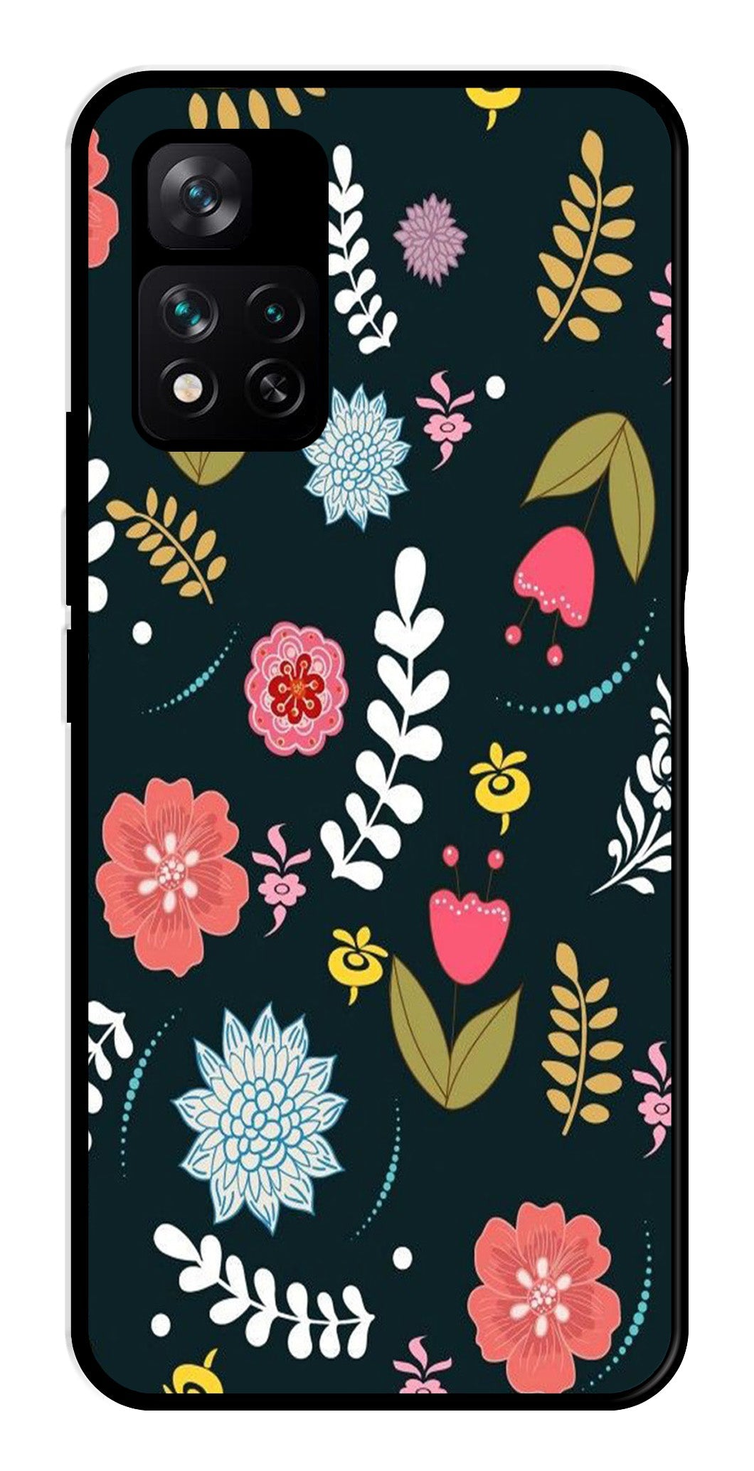 Floral Pattern2 Metal Mobile Case for Xiaomi 11i 5G Floral Pattern2 Metal Mobile Case for Xiaomi 11i 5G (Design No -12)