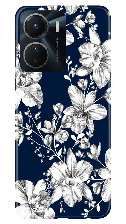 White flowers Blue Background Mobile Back Case for Vivo Y56 5G (Design - 14) White flowers Blue Background Case for Vivo Y56 5G