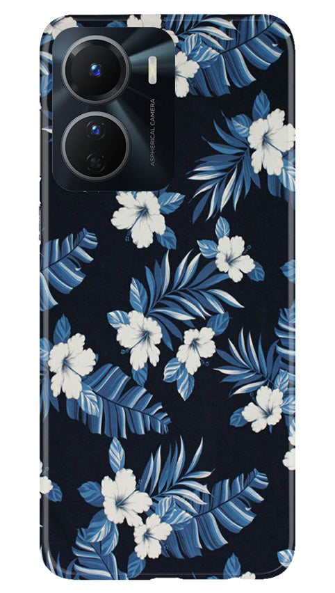 White flowers Blue Background2 Mobile Back Case for Vivo Y56 5G (Design - 15) White flowers Blue Background2 Case for Vivo Y56 5G