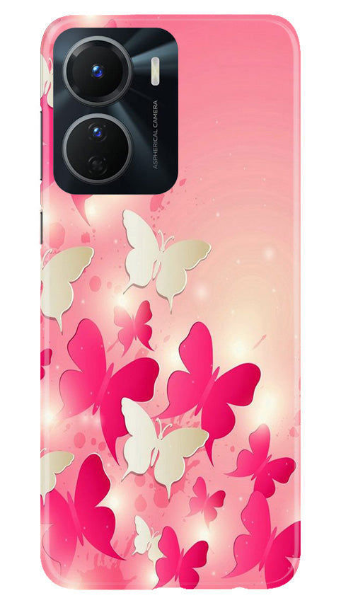 White Pick Butterflies Mobile Back Case for Vivo Y56 5G (Design - 28) White Pick Butterflies Case for Vivo Y56 5G