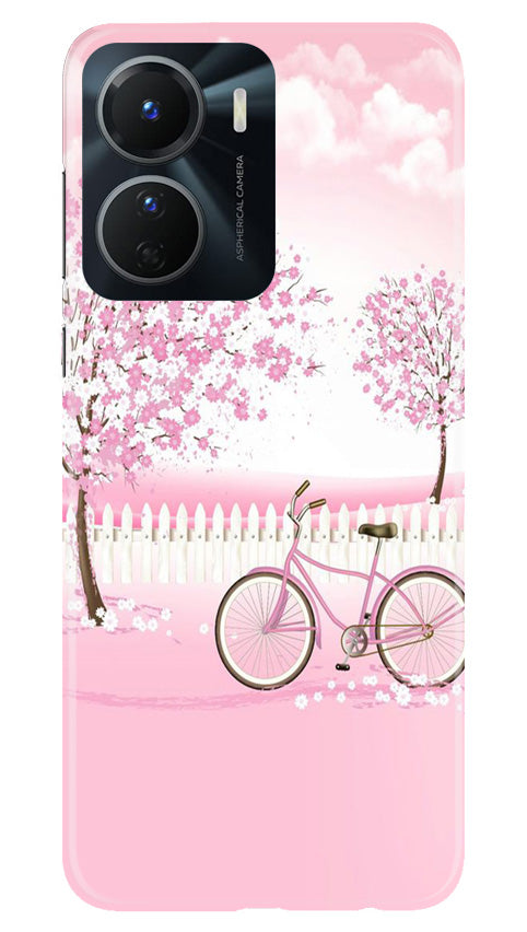 Pink Flowers Cycle Mobile Back Case for Vivo Y56 5G (Design - 102) Pink Flowers Cycle Case for Vivo Y56 5G (Design - 102)