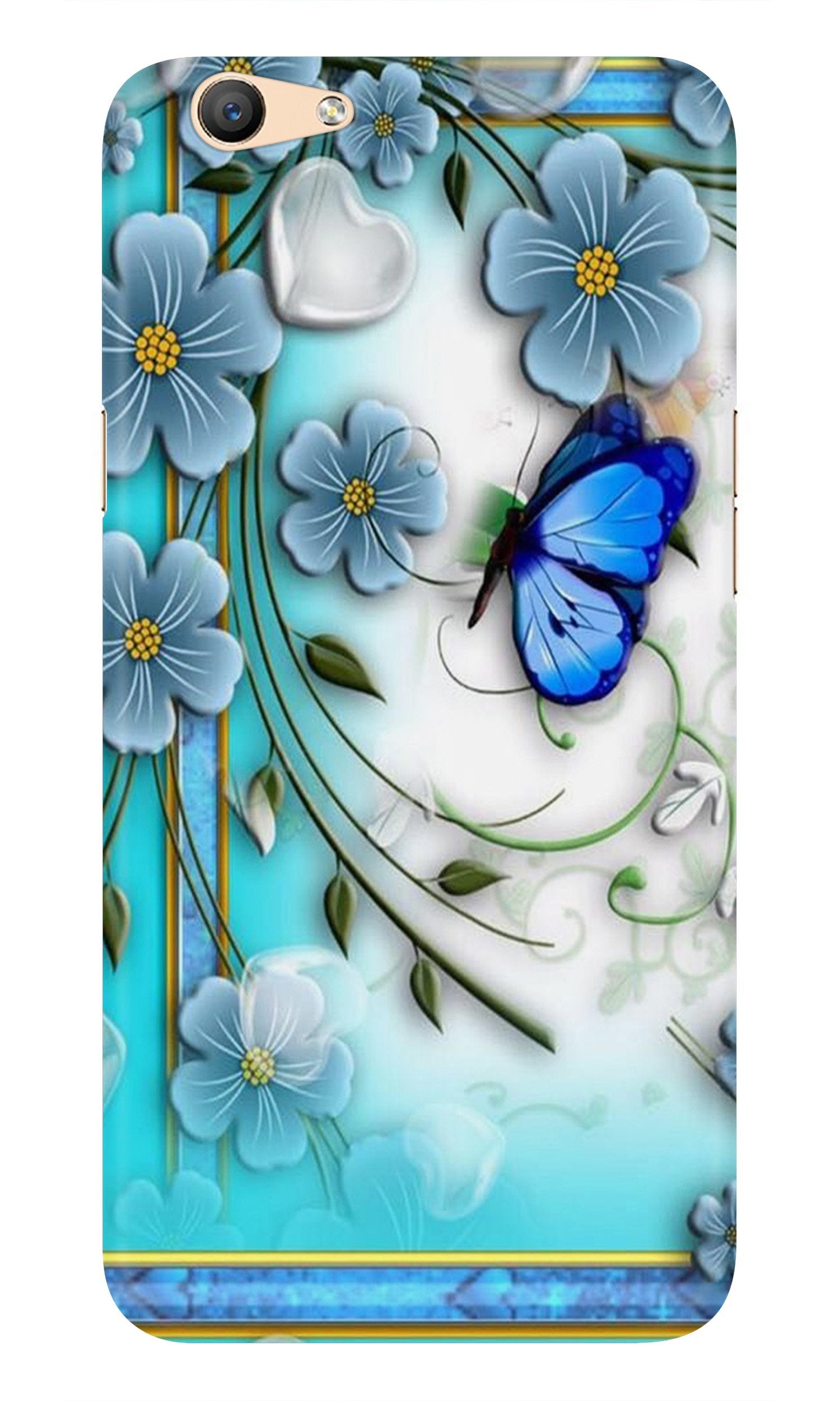 Blue Butterfly Mobile Back Case for Vivo Y81i (Design - 21) Blue Butterfly Case for Vivo Y81i