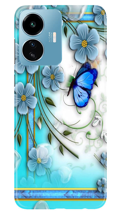 Blue Butterfly Mobile Back Case for iQOO Z6 Lite 5G (Design - 21) Blue Butterfly Case for iQOO Z6 Lite 5G