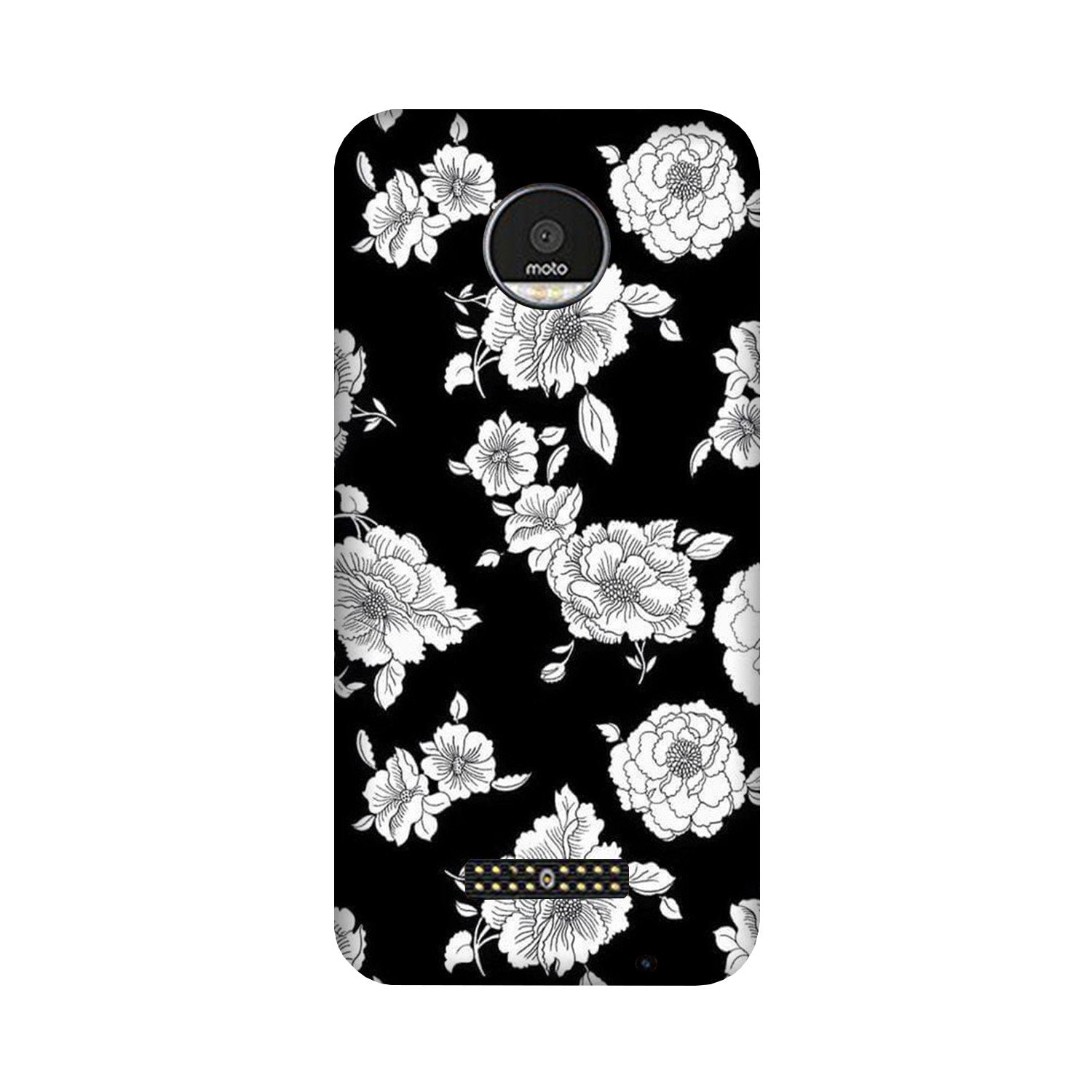 White flowers Black Background Case for Moto Z3 Play White flowers Black Background Case for Moto Z3 Play