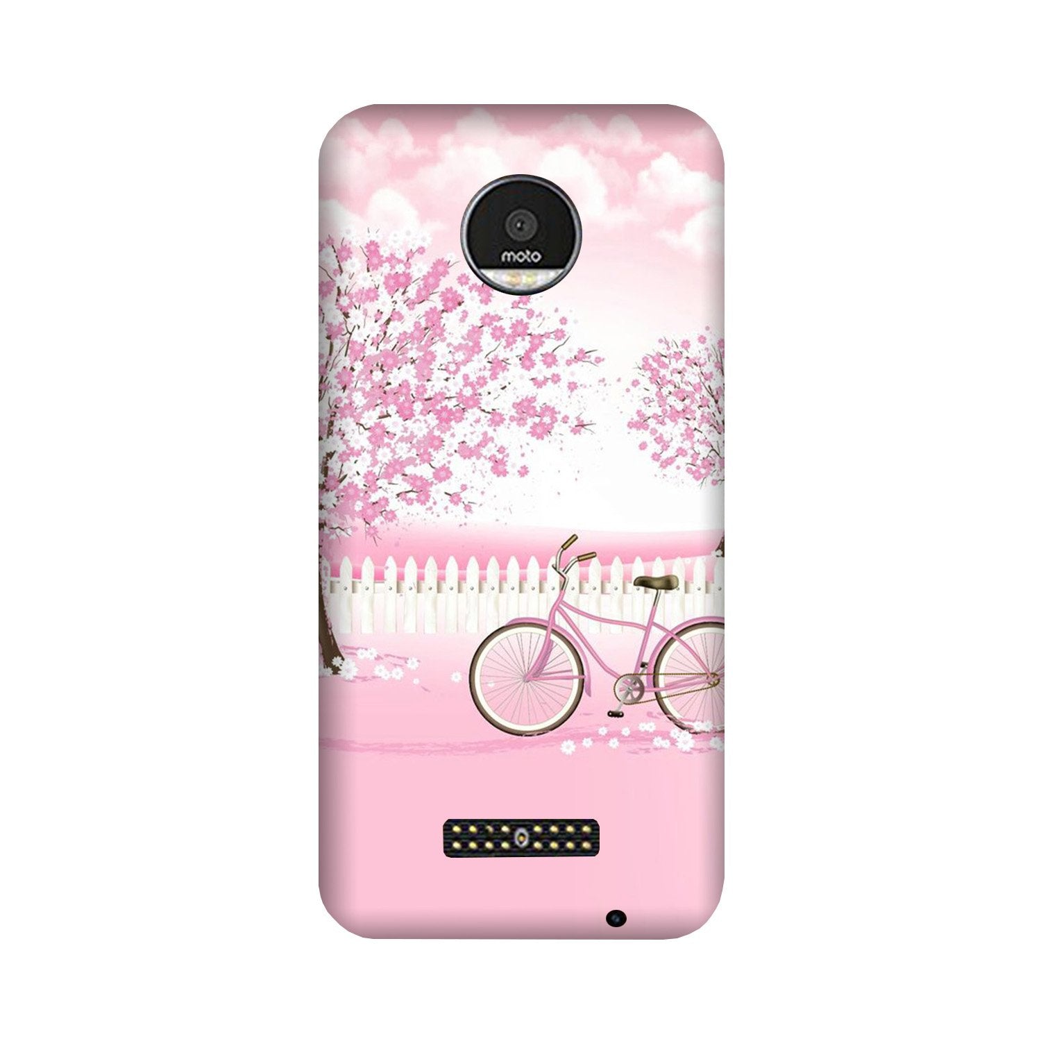 Pink Flowers Cycle Case for Moto Z2 Play (Design - 102) Pink Flowers Cycle Case for Moto Z2 Play (Design - 102)
