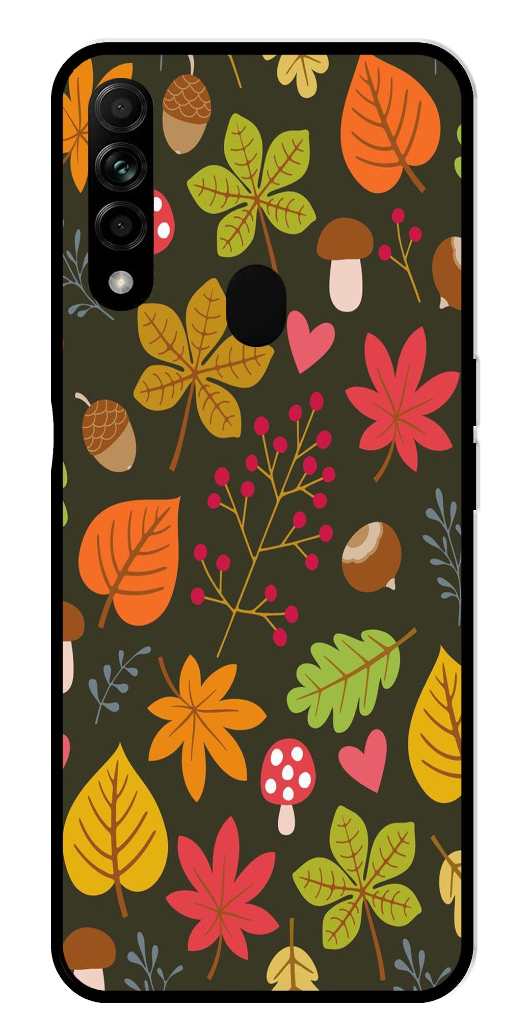 Leaves Design Metal Mobile Case for Oppo A31 (Design No -51)