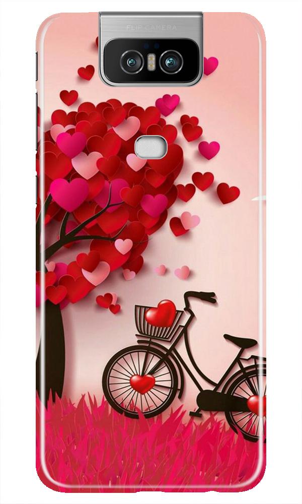 Red Heart Cycle Mobile Back Case for Asus Zenfone 6z (Design - 222) Red Heart Cycle Case for Asus Zenfone 6z (Design No. 222)