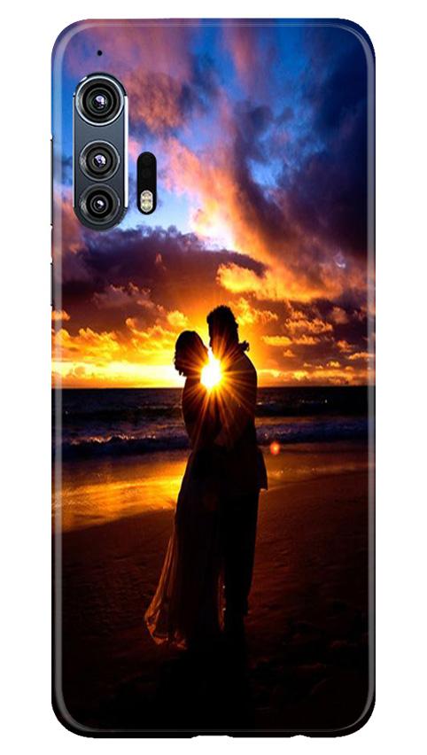 Couple Sea shore Mobile Back Case for Moto Edge Plus (Design - 13) Couple Sea shore Case for Moto Edge Plus