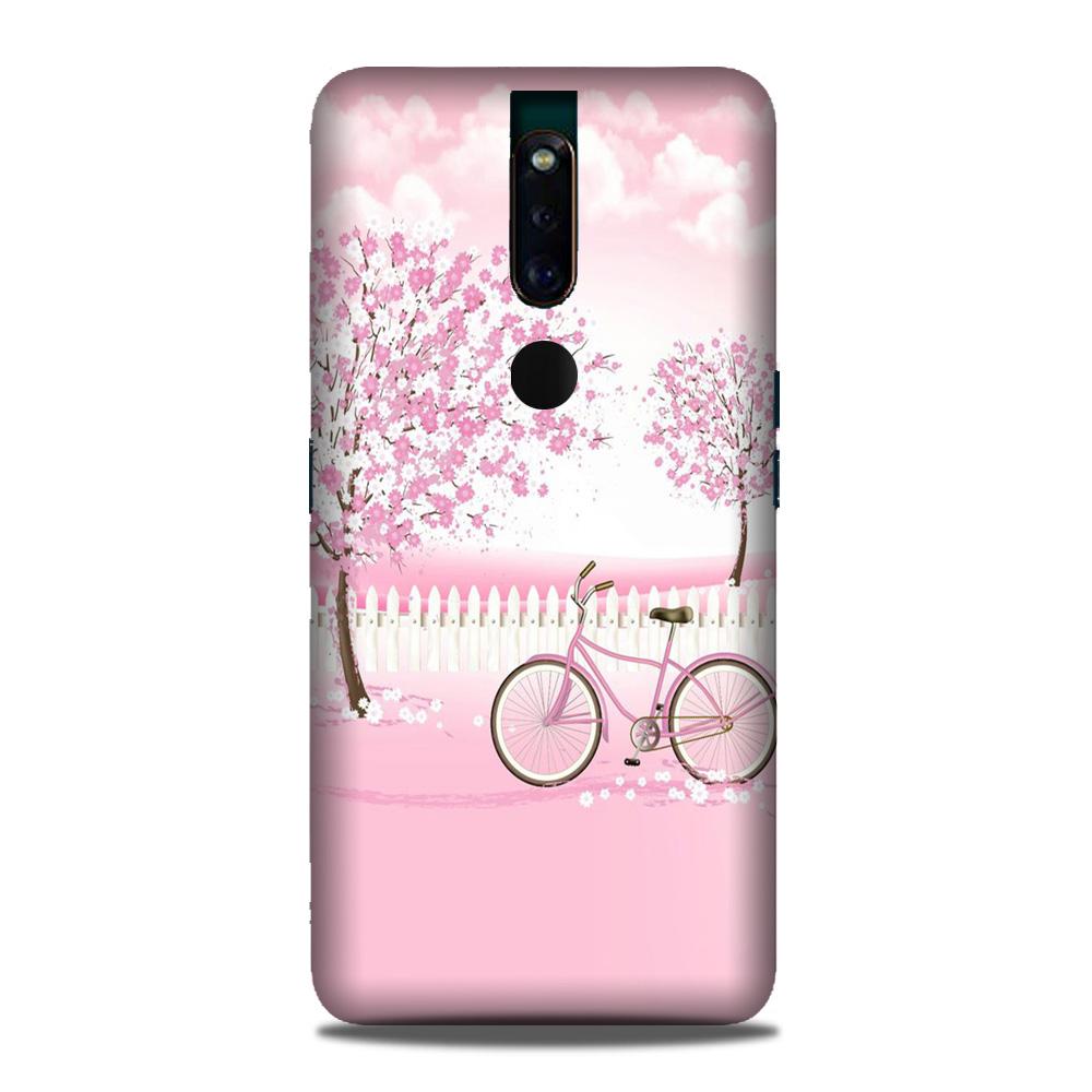 Pink Flowers Cycle Mobile Back Case for Oppo F11 Pro (Design - 102) Pink Flowers Cycle Case for Oppo F11 Pro (Design - 102)