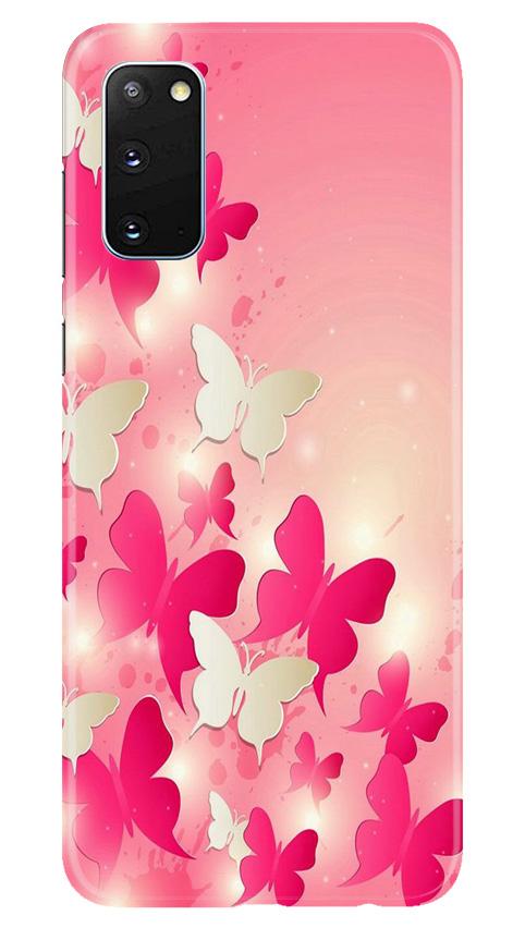 White Pick Butterflies Mobile Back Case for Samsung Galaxy S20 (Design - 28) White Pick Butterflies Case for Samsung Galaxy S20