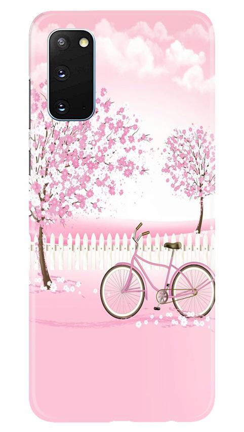 Pink Flowers Cycle Mobile Back Case for Samsung Galaxy S20 (Design - 102) Pink Flowers Cycle Case for Samsung Galaxy S20 (Design - 102)
