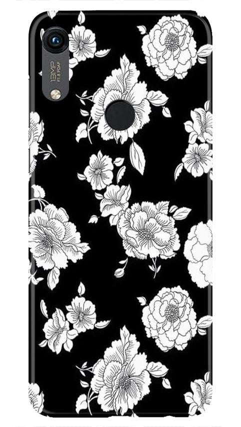 White flowers Black Background Mobile Back Case for Honor 8A (Design - 9) White flowers Black Background Case for Honor 8A