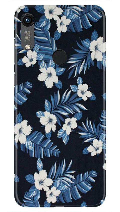 White flowers Blue Background2 Mobile Back Case for Honor 8A (Design - 15) White flowers Blue Background2 Case for Honor 8A