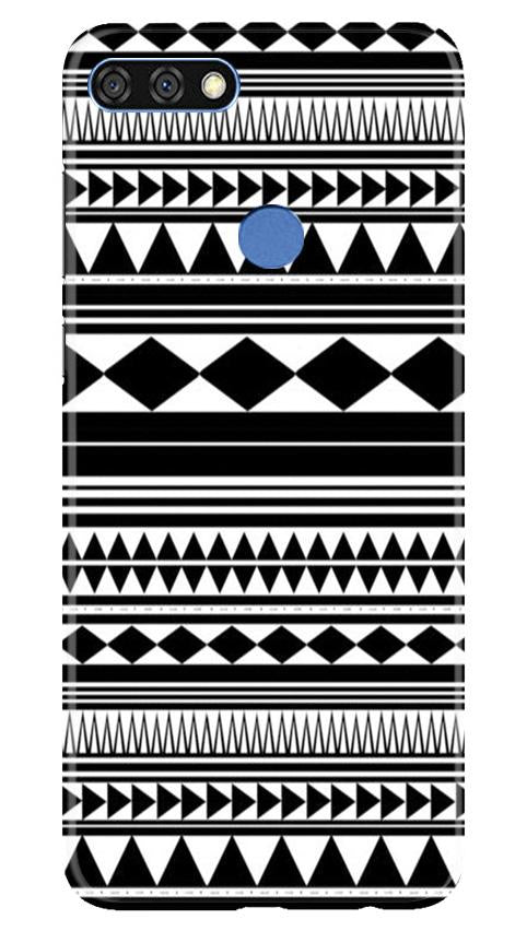 Black white Pattern Mobile Back Case for Huawei 7C (Design - 5) Black white Pattern Case for Huawei 7C