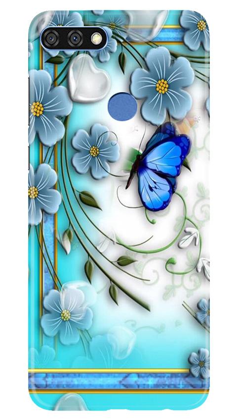 Blue Butterfly Mobile Back Case for Huawei 7C (Design - 21) Blue Butterfly Case for Huawei 7C