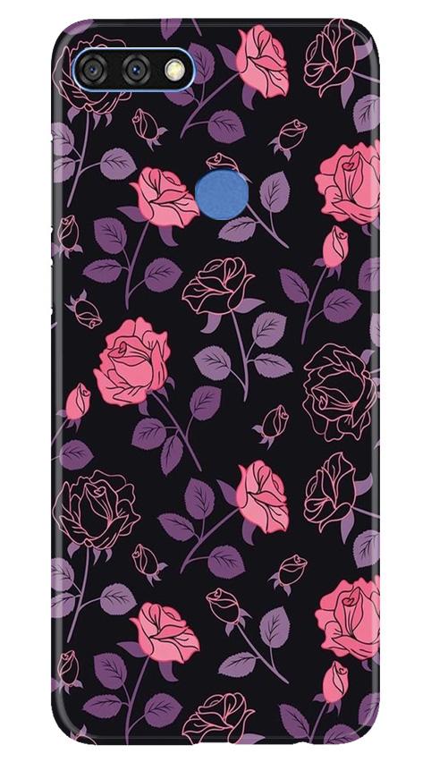 Rose Black Background Mobile Back Case for Huawei 7C (Design - 27) Rose Black Background Case for Huawei 7C