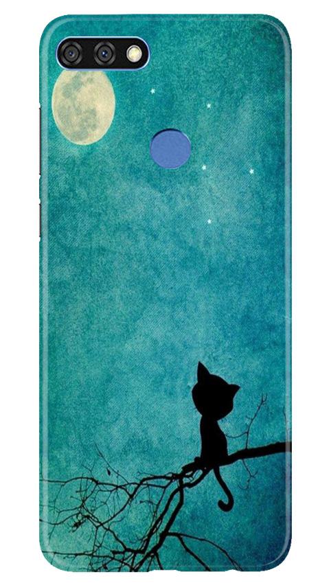 Moon cat Mobile Back Case for Huawei 7C (Design - 70) Moon cat Case for Huawei 7C