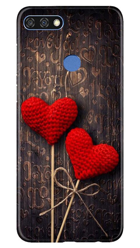Red Hearts Mobile Back Case for Huawei 7C (Design - 80) Red Hearts Case for Huawei 7C