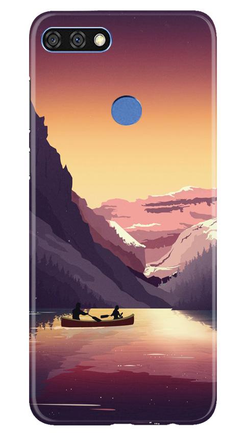Mountains Boat Mobile Back Case for Huawei 7C (Design - 181) Mountains Boat Case for Huawei 7C (Design - 181)