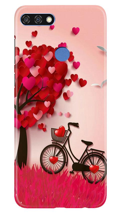Red Heart Cycle Mobile Back Case for Huawei 7C (Design - 222) Red Heart Cycle Case for Huawei 7C (Design No. 222)