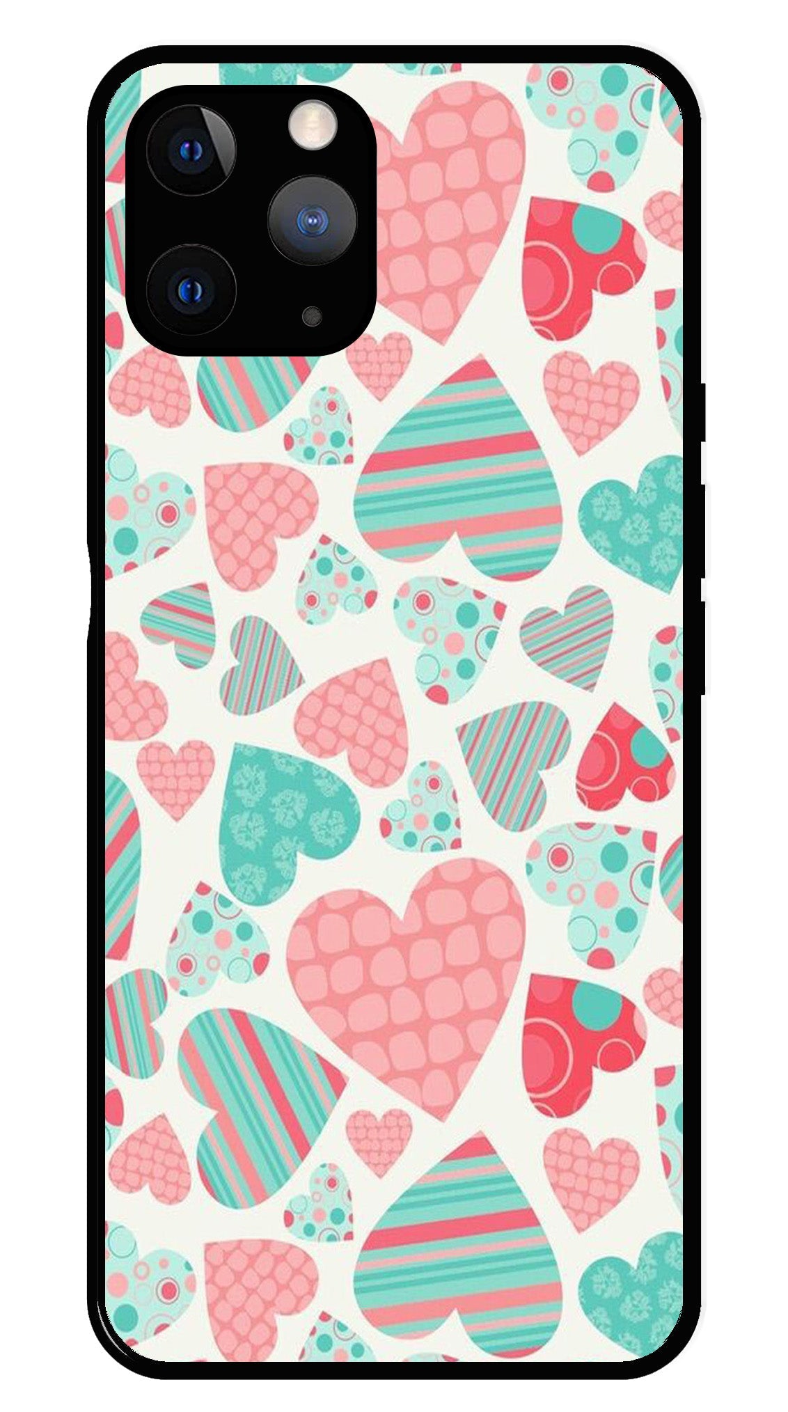 Hearts Pattern Metal Mobile Case for iPhone 11 Pro Max Hearts Pattern Metal Mobile Case for iPhone 11 Pro Max