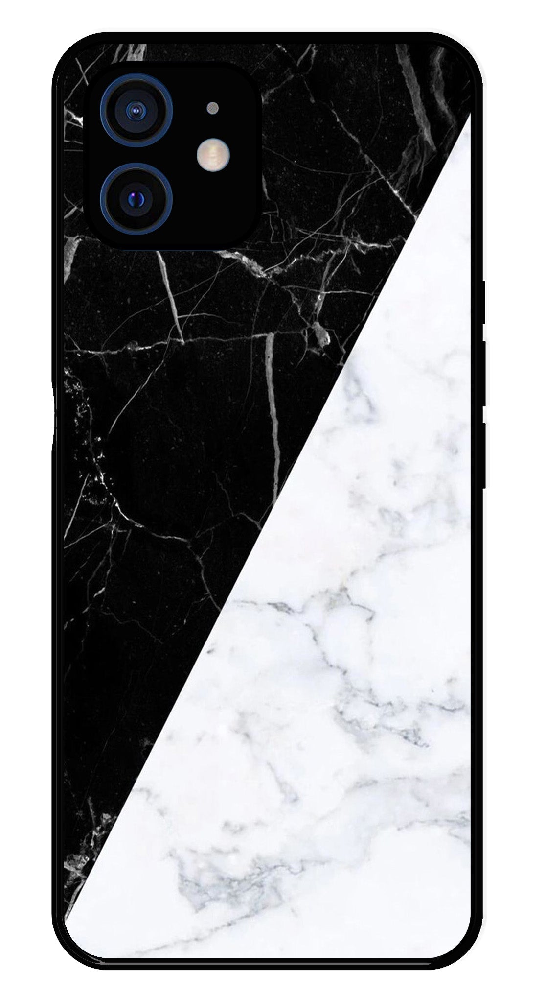 Black White Marble Design Metal Mobile Case for iPhone 12 Mini Black White Marble Design Metal Mobile Case for iPhone 12 Mini