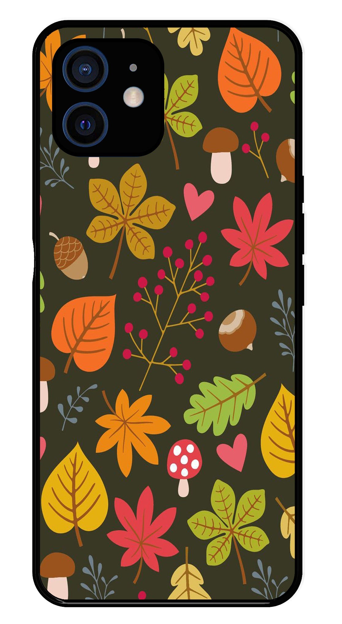 Leaves Design Metal Mobile Case for iPhone 12 Mini