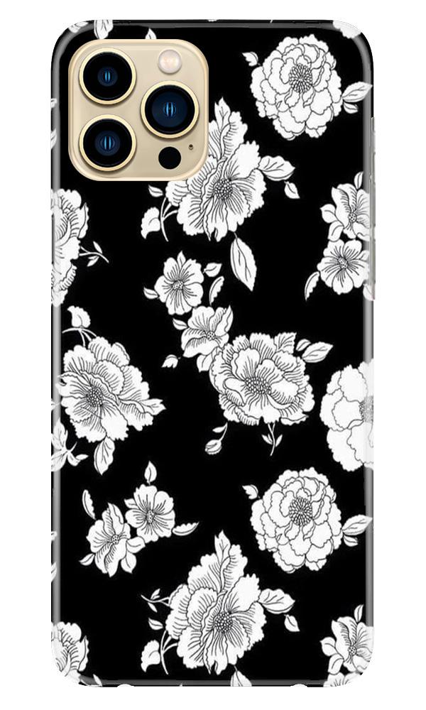 White flowers Black Background Mobile Back Case for iPhone 13 Pro (Design - 9) White flowers Black Background Case for iPhone 13 Pro