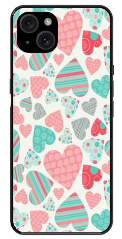 Hearts Pattern Metal Mobile Case for iPhone 15 Plus Hearts Pattern Metal Mobile Case for iPhone 15 Plus