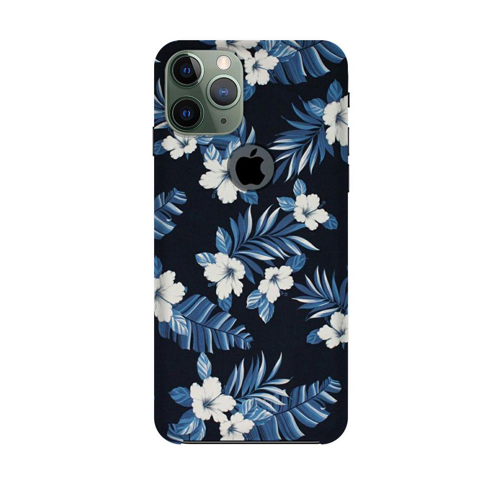 White flowers Blue Background2 Mobile Back Case for iPhone 11 Pro Max logo cut (Design - 15) White flowers Blue Background2 Case for iPhone 11 Pro Max logo cut