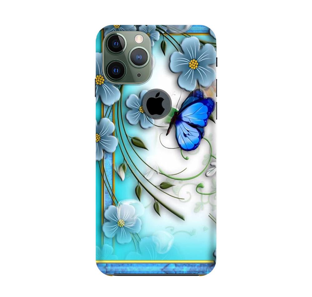Blue Butterfly Mobile Back Case for iPhone 11 Pro Max logo cut (Design - 21) Blue Butterfly Case for iPhone 11 Pro Max logo cut