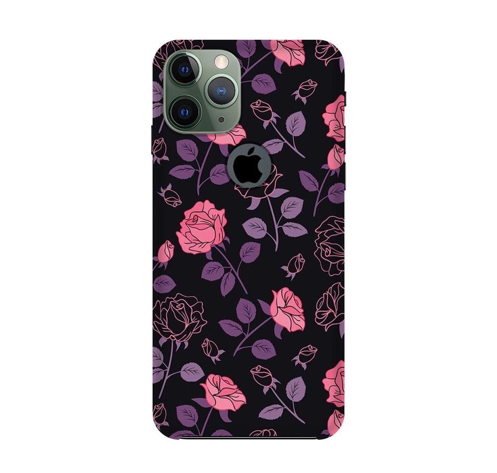 Rose Black Background Mobile Back Case for iPhone 11 Pro Max logo cut (Design - 27) Rose Black Background Case for iPhone 11 Pro Max logo cut